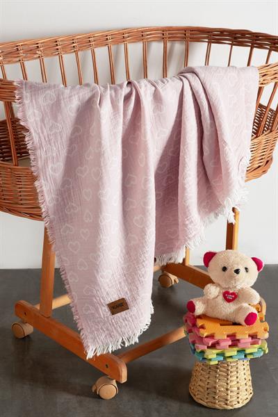 Baby 2-Layer Jacquard Muslin Swaddle Heart - Pink