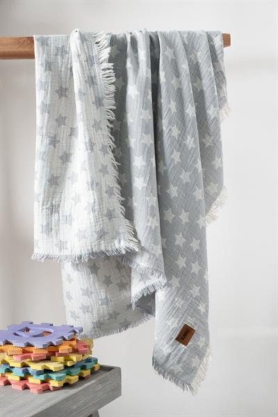 Baby 2-Layer Jacquard Muslin Swaddle Star - Grey