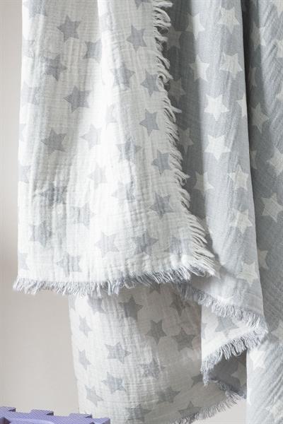 Baby 2-Layer Jacquard Muslin Swaddle Star - Grey