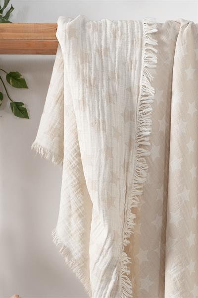 Baby 2-Layer Jacquard Muslin Swaddle Star - Brown