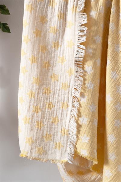 Baby 2-Layer Jacquard Muslin Swaddle Star - Yellow