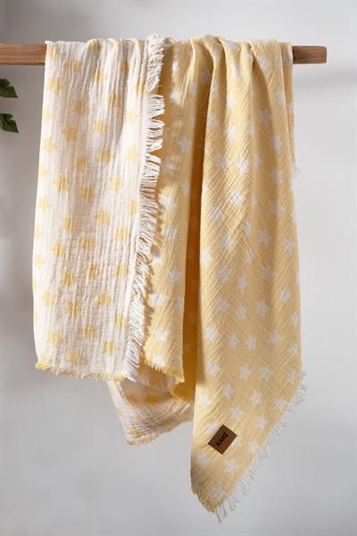 Baby 2-Layer Jacquard Muslin Swaddle Star - Yellow