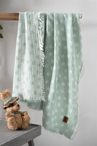 Baby 2-Layer Jacquard Muslin Swaddle Star - Green