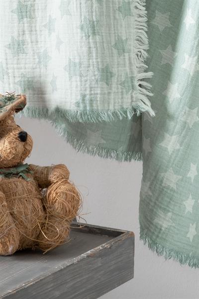 Baby 2-Layer Jacquard Muslin Swaddle Star - Green