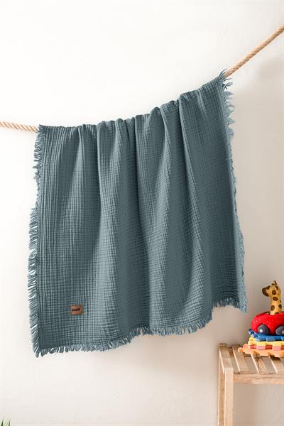 Baby 4-Layer 100% Cotton Muslin Blanket 100×120 cm - Indigo