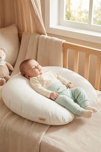 Bebek Emzirme ve Destek Minderi Yıkanabilir Kılıf - Beyaz