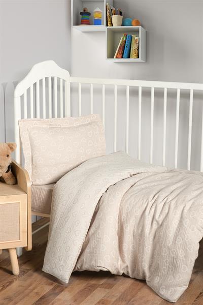 Baby Jacquard Muslin Duvet Cover Set - Heart Brown