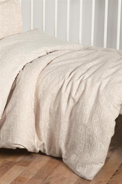 Baby Jacquard Muslin Duvet Cover Set - Heart Brown