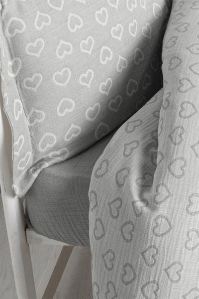 Baby Jacquard Muslin Duvet Cover Set - Heart Grey