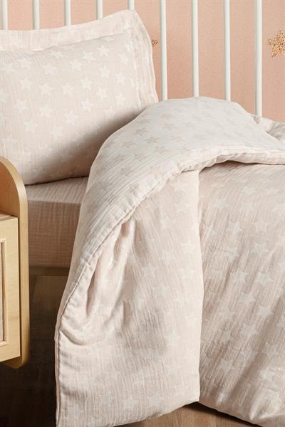 Baby Jacquard Muslin Duvet Cover Set - Star Brown