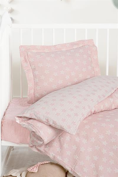 Baby Jacquard Muslin Duvet Cover Set - Star Pink
