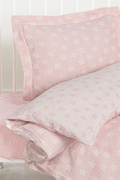 Baby Jacquard Muslin Duvet Cover Set - Star Pink