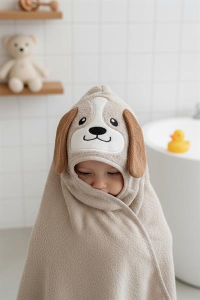 Bebek Kundak Havlu %100 Pamuk Nakışlı 75x75cm - Dog Taş
