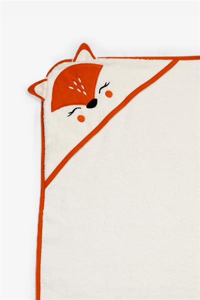 Bebek Kundak Havlu %100 Pamuk Nakışlı 75x75cm - Fox Kiremit