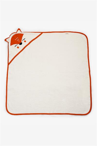 Bebek Kundak Havlu %100 Pamuk Nakışlı 75x75cm - Fox Kiremit