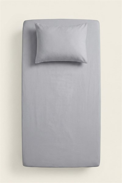 Bebek Lastikli Çarşaf Seti Ranforce %100 Pamuk 70x140+20 cm - Gri