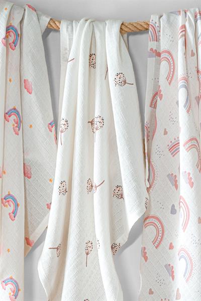 Multi-Purpose Baby Muslin Swaddle 3-Piece Set - Rainbow