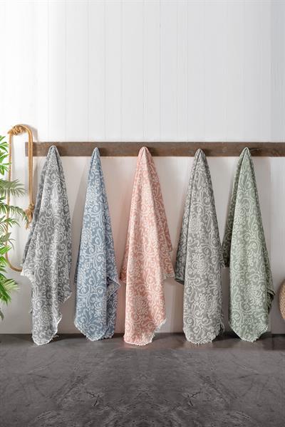 Çift Kişilik Jakarlı 3 Kat Müslin Yatak Örtüsü - Damask Kahve