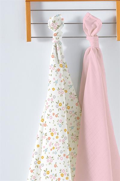 Çok Amaçlı Bebek Müslin Örtüsü 2Li Set - Crispy Flower