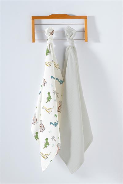 Çok Amaçlı Bebek Müslin Örtüsü 2Li Set - Dinos