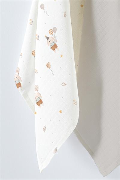 Çok Amaçlı Bebek Müslin Örtüsü 2Li Set - Balloon Bear