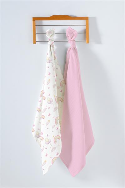 Çok Amaçlı Bebek Müslin Örtüsü 2Li Set - Soft Rainbow