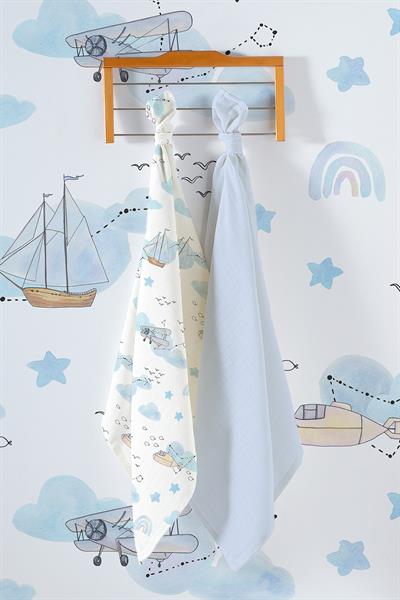 Çok Amaçlı Bebek Müslin Örtüsü 2'Li Set - Boat