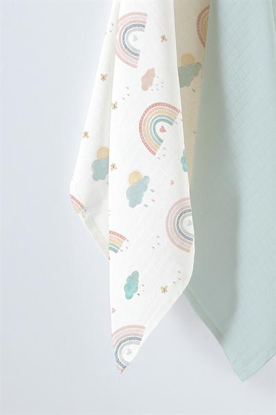 Çok Amaçlı Bebek Müslin Örtüsü 2Li Set - New Rainbow