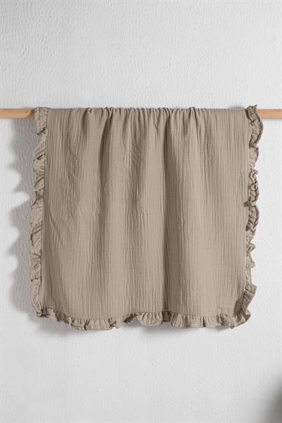 Fırfırlı 4 Kat Müslin Bebek Örtüsü - Bej