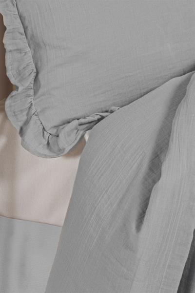 Ruffled Muslin Baby Duvet Cover Set - Grey