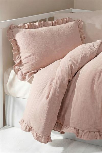 Ruffled Muslin Baby Duvet Cover Set - Powder