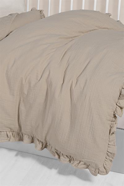 Ruffled Muslin Baby Duvet Cover Set - Beige