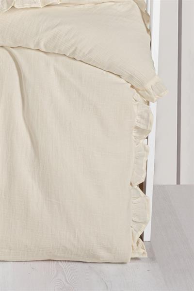 Ruffled Muslin Baby Duvet Cover Set - Cream