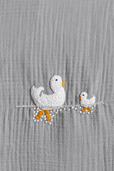 Handmade Bebek 4 Kat Fırfırlı Müslin Örtü Seti - Ducky