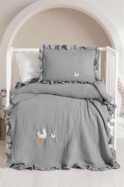 Handmade Bebek 4 Kat Fırfırlı Müslin Örtü Seti - Ducky