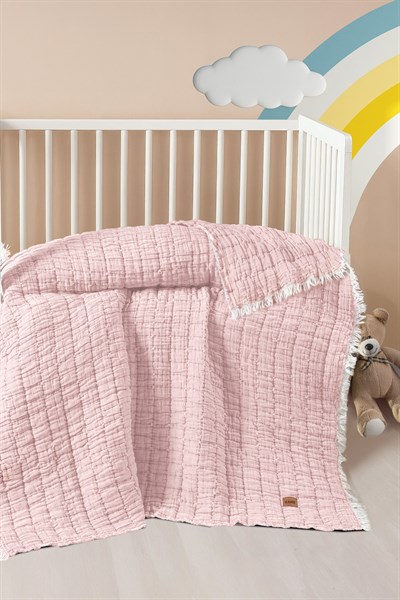 Light Müslin Bebek Yorganı 115x125 cm - Pudra