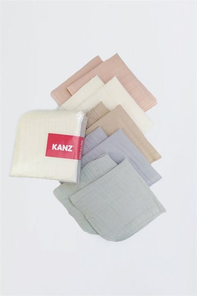 Müslin Bebek Ağız Mendili 10lu Set 25x25 cm %100 Pamuk