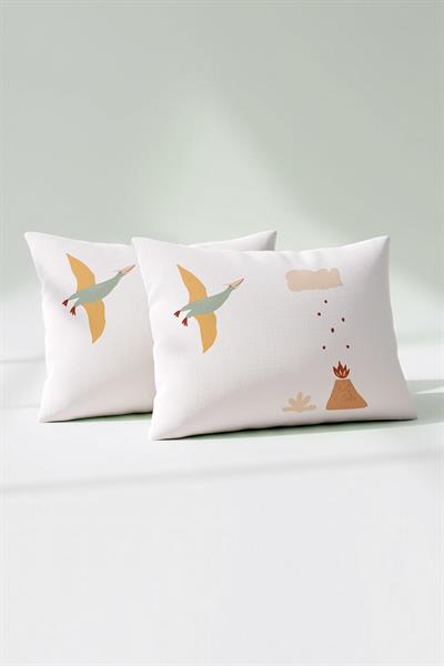 Ranforce %100 Pamuk Bebek Yastık Kılıfı 2li Set 35x45 cm - Dinasours A