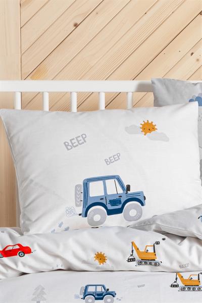 Ranforce %100 Pamuk Bebek Yastık Kılıfı 2li Set 35x45 cm - Digger Cars A