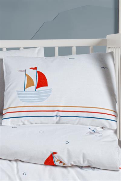 Ranforce %100 Pamuk Bebek Yastık Kılıfı 2li Set 35x45 cm - Sailboats A