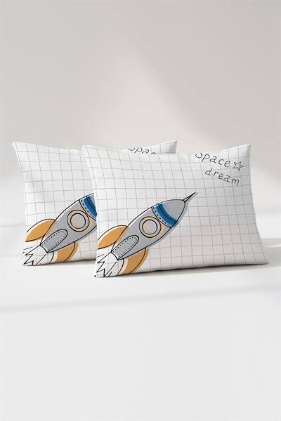 Ranforce %100 Pamuk Bebek Yastık Kılıfı 2li Set 35x45 cm - Space B