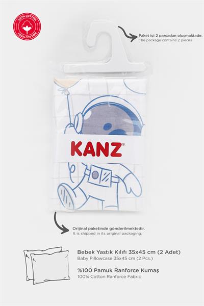 Ranforce %100 Pamuk Bebek Yastık Kılıfı 2li Set 35x45 cm - Space A