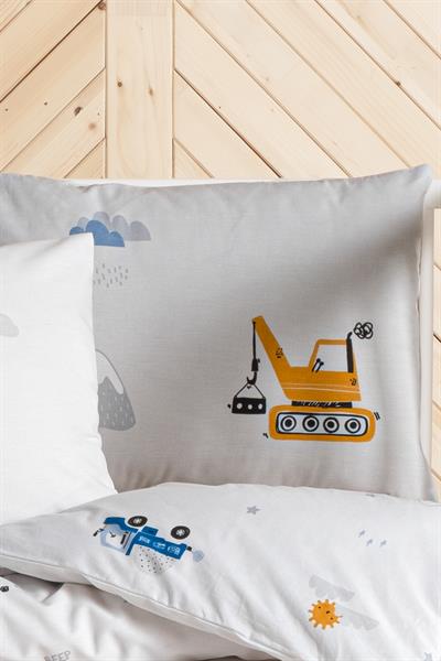 Ranforce %100 Pamuk Bebek Yastık Kılıfı 2li Set 35x45 cm - Digger Cars B
