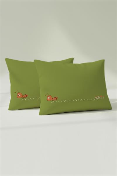 Ranforce %100 Pamuk Bebek Yastık Kılıfı 2li Set 35x45 cm - Tiny Ant B