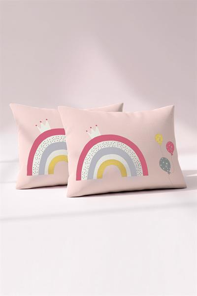 Ranforce %100 Pamuk Bebek Yastık Kılıfı 2li Set 35x45 cm - Rainbow B