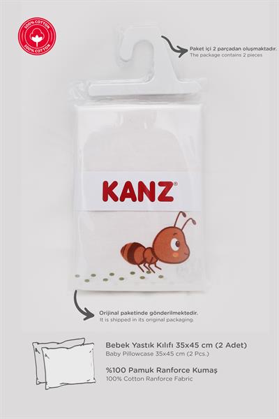 Ranforce %100 Pamuk Bebek Yastık Kılıfı 2li Set 35x45 cm - Tiny Ant A