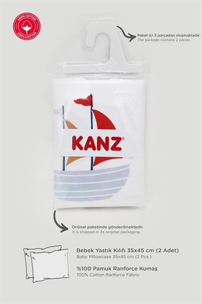 Ranforce %100 Pamuk Bebek Yastık Kılıfı 2li Set 35x45 cm - Sailboats A