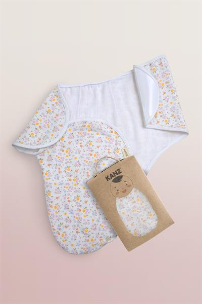 Newborn 100% Cotton Muslin Ready Swaddle with Velcro - Flowers