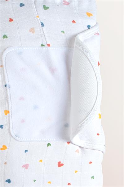 Newborn 100% Cotton Muslin Ready Swaddle with Velcro - Little Hearts
