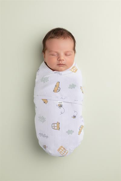 Newborn 100% Cotton Muslin Ready Swaddle with Velcro - Cars